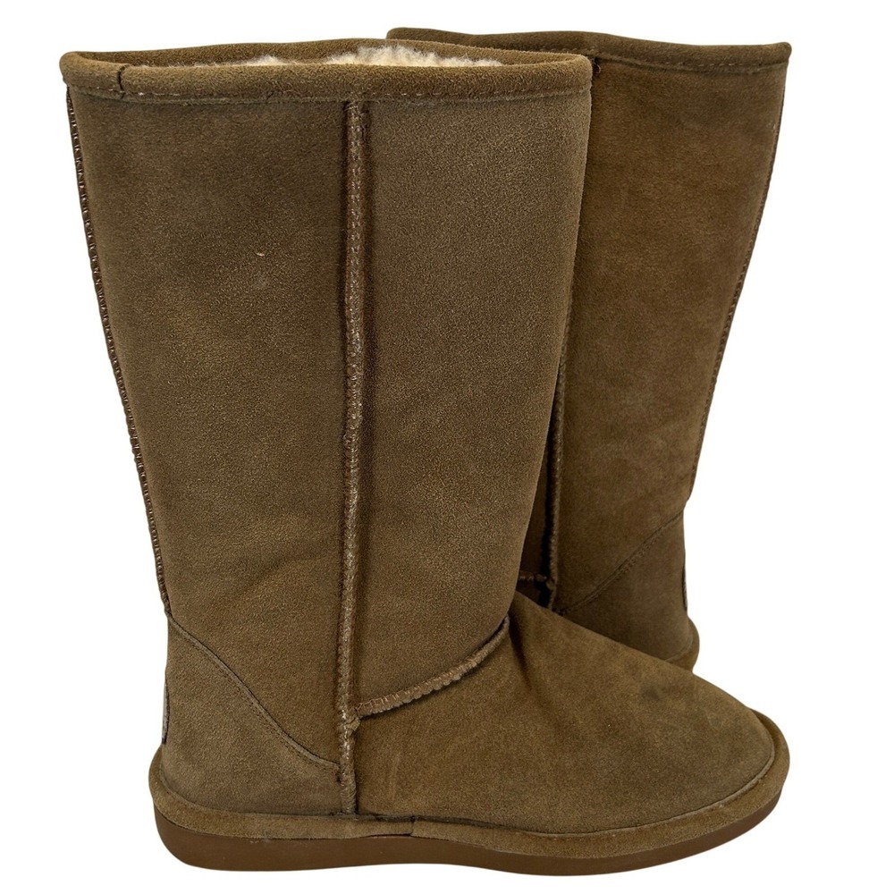 Bearpaw Womens Emma Tall Suede Boots Hickory Brown Faux‎ Fur Lined Size 9 608W
